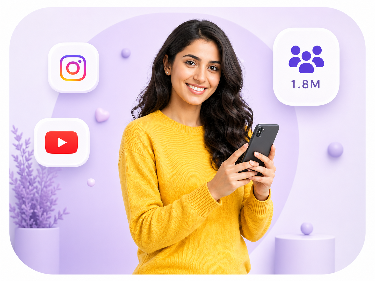 Influencer holding a phone with audience metrics